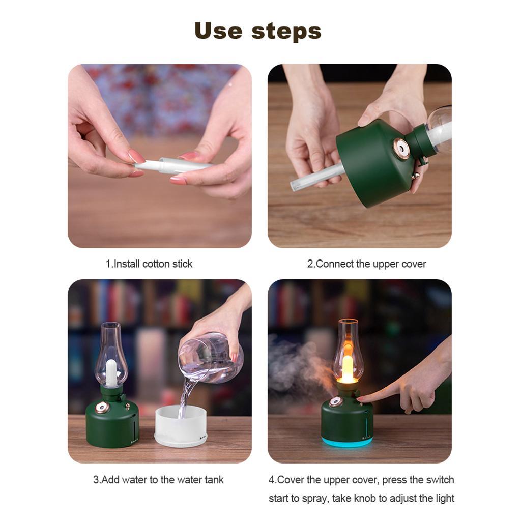 LED 280ml Air Humidifier  Essential Oil  Diffuser Night Light Green