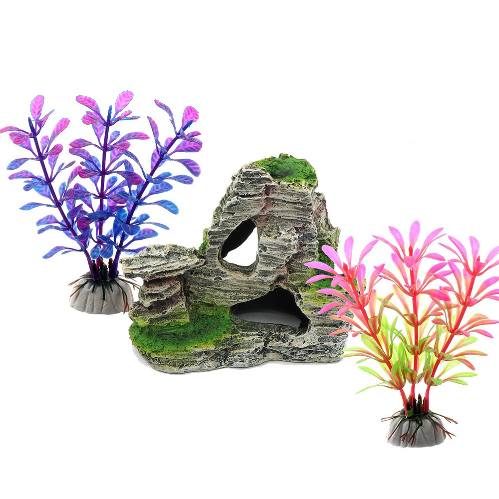 Bộ 13 cái Aquarium Faux Faux rêu nhựa treo đá nổi trên mặt nước mô phỏng đá trang Aquarium trang trí thực vật
