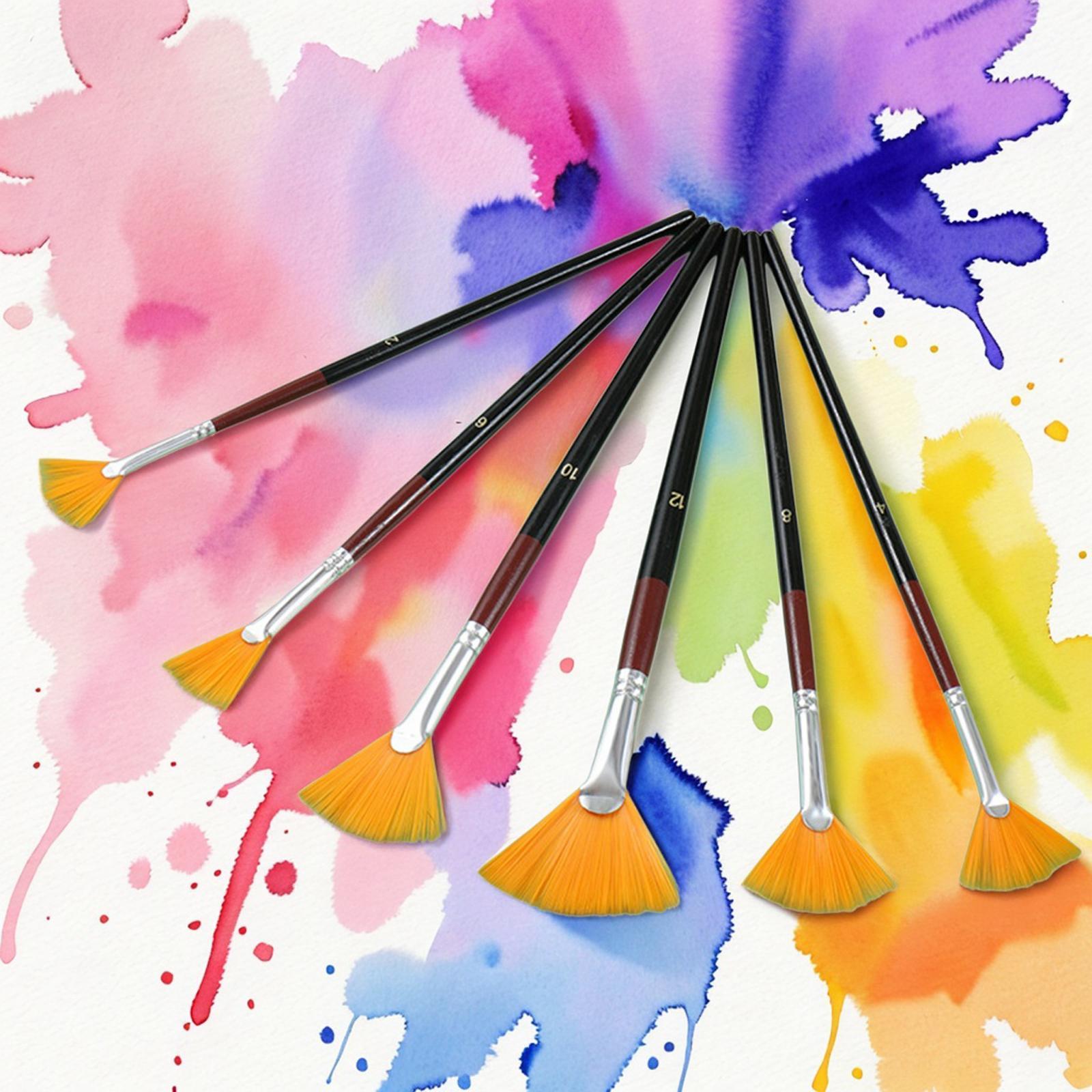 6Pcs Watercolor Paint Brush Pen Set Artists Paint Brush Set for Oil Water