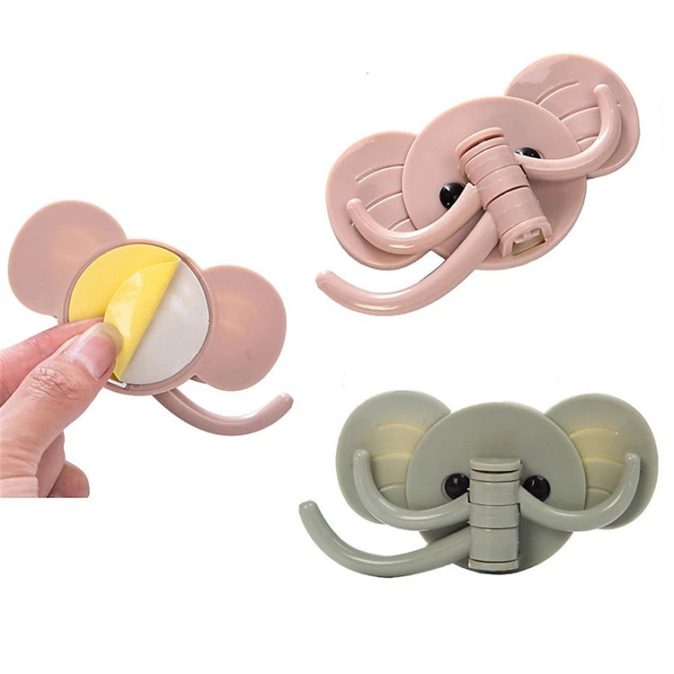 Móc treo đồ đa năng 3 chạc dán tường hình con voi chịu lực tốt sử dụng cho phòng ngủ, phòng tắm, nhà bếp tiện lợi PaKaSa (giao màu ngẫu nhiên )