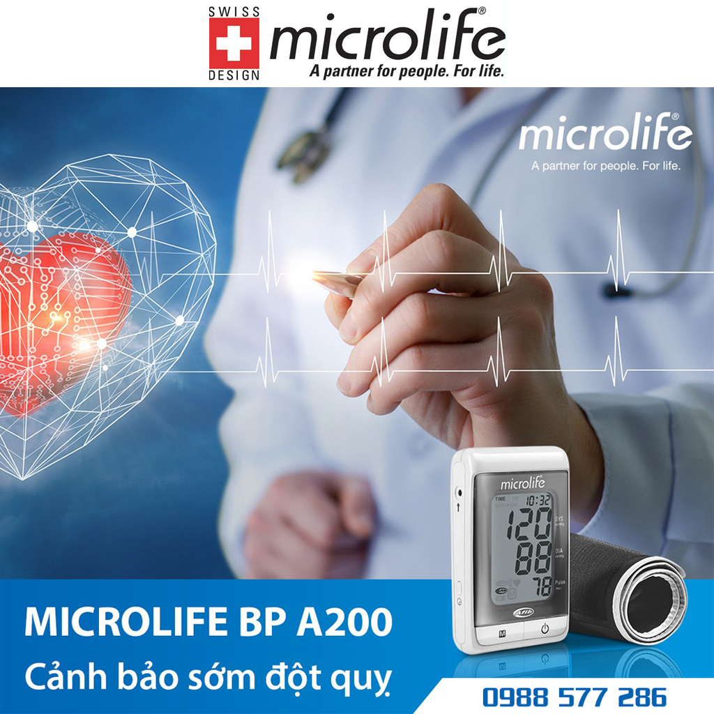 Máy đo huyết áp bắp tay Microlife BP A200 | Kết Nối Cổng USB Với Máy Tính - Tặng Kèm Bộ Đổi Nguồn