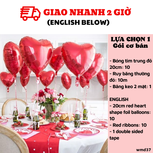 Bộ bong bóng tim đỏ trang trí ngày Quốc tế phụ nữ 8/3 wmd37