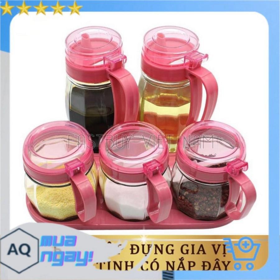 Hũ Đựng Gia Vị, Set 5 Lọ Đựng Gia Vị Thủy Tinh Sang Trọng Cao Cấp Cho Nhà Bếp