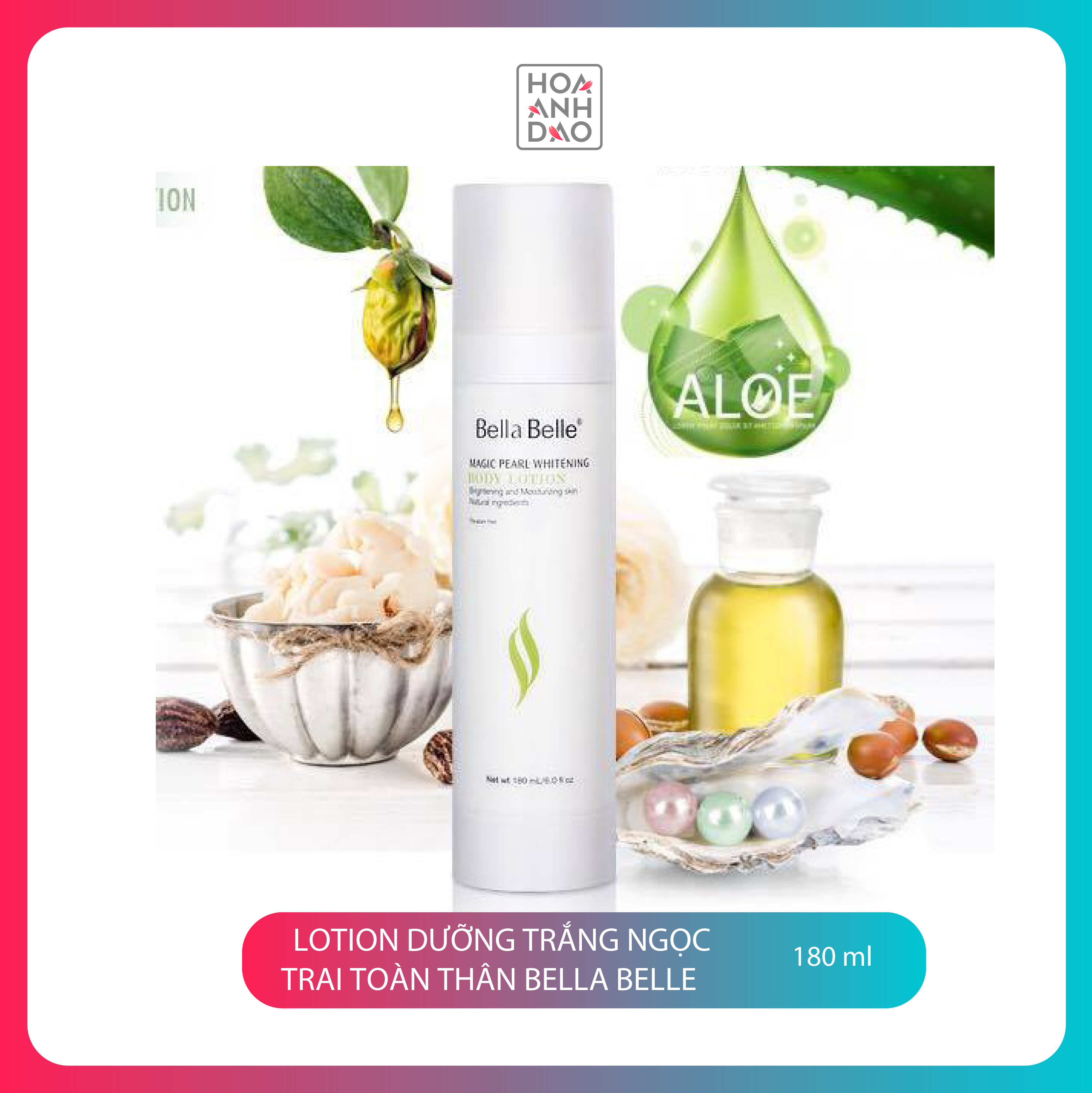 Kem Dưỡng Trắng Da Và Trang Điểm Toàn Thân Bella Belle Magic Pearl Whitening Body Lotion (180ml)