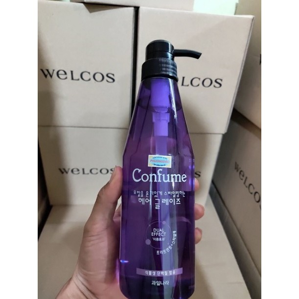 Gel lỏng tạo kiểu tóc mềm Confume Hair Glaze Hàn Quốc 600ml tặng móc khóa
