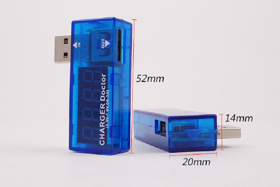 Thiết bị đo điện áp, cường độ dòng điện sạc điện thoại version 1 - Tặng kèm quạt cắm cổng mini