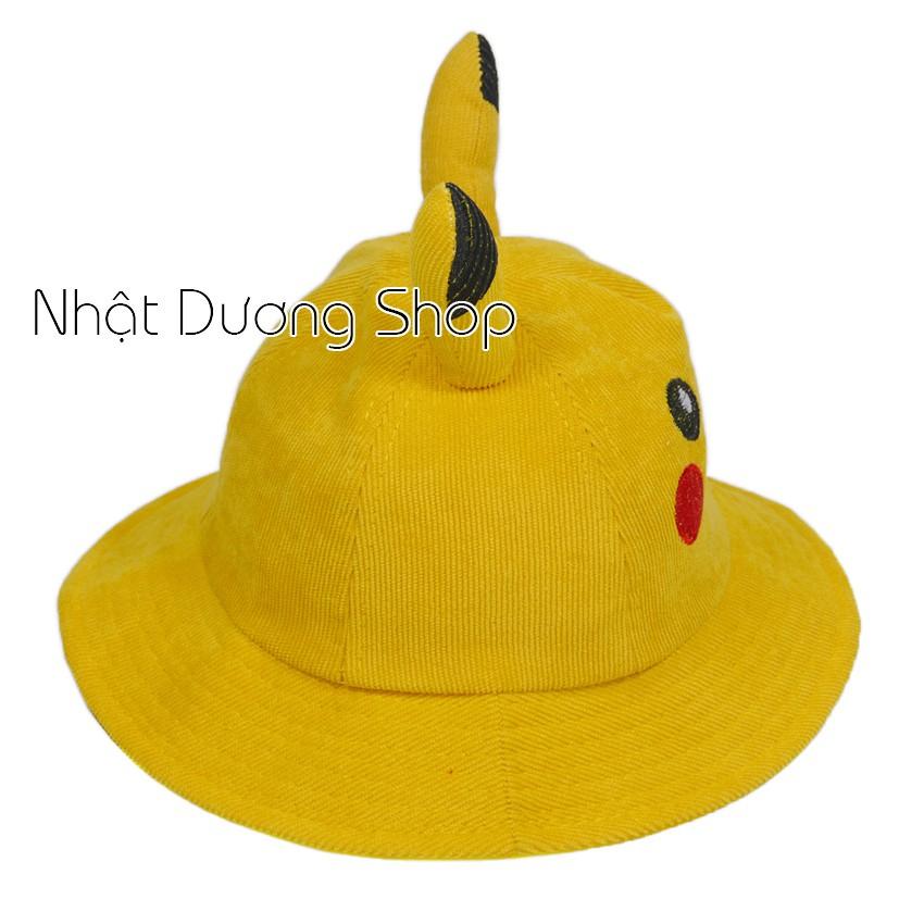 Mũ rộng vành trẻ em hình Pikachu dễ thương - Vàng chất liệu vải nhung cao cấp rất đẹp cho bé