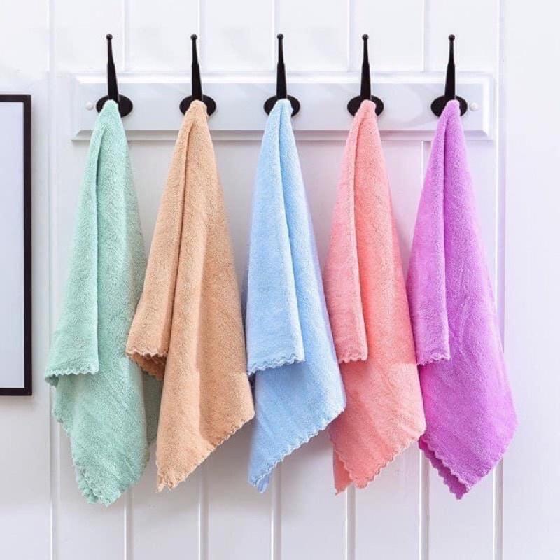 Khăn mặt xuất hàn siêu mềm KT 30x50cm trơn màu ngẫu nhiên