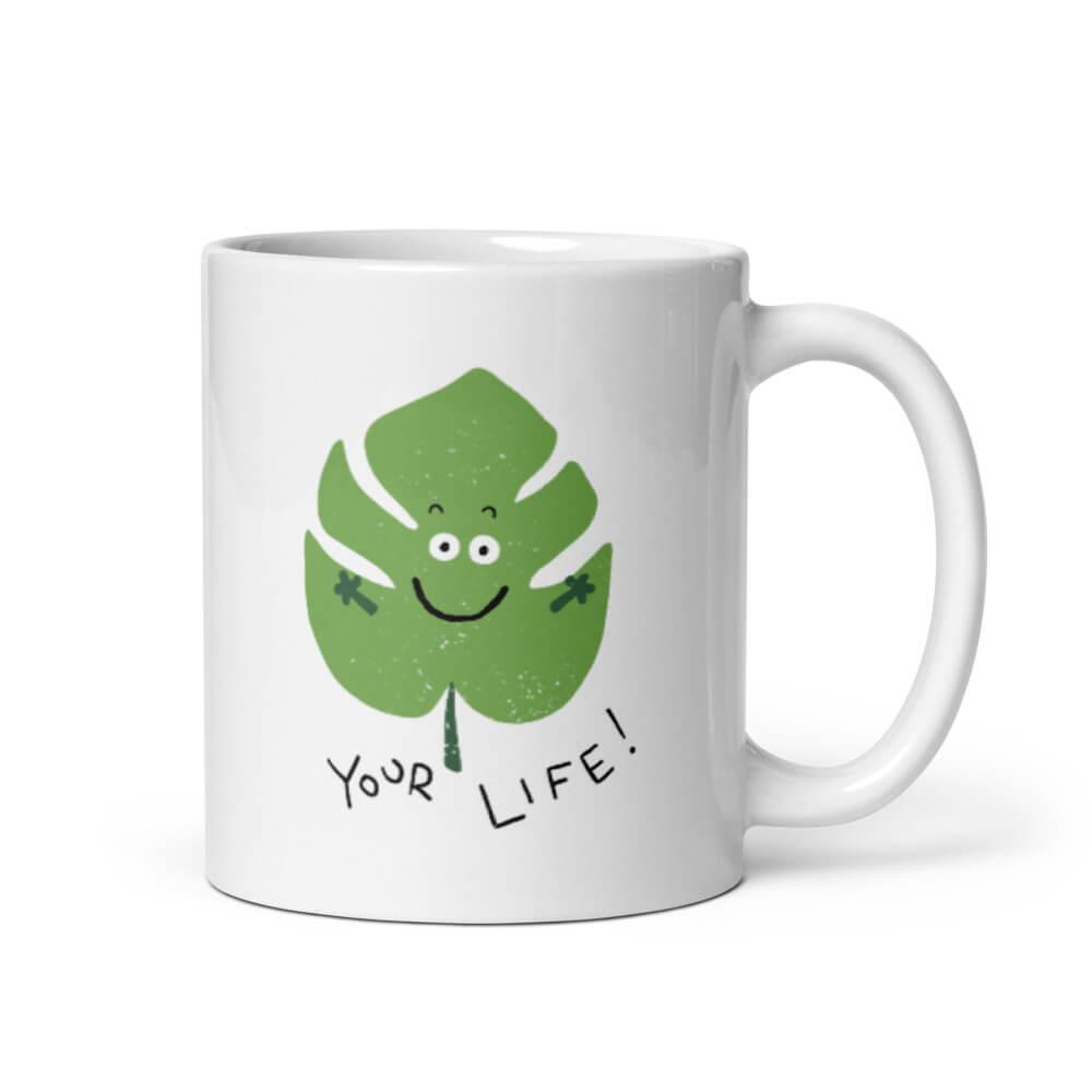 Cốc sứ hình lá dễ thương Leaf Your Life