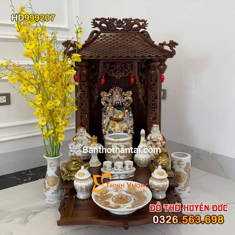 Bộ bàn thờ Thần Tài Mái chùa 1mái Sứ vẽ vàng HD999207