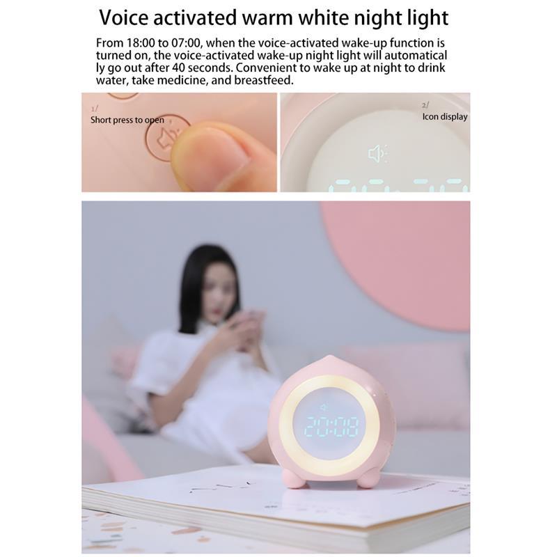 Digital Children's Alarm Clock Wake-up Light with Snooze Sleep Training Function Smart Gift for kawaii Home decoration