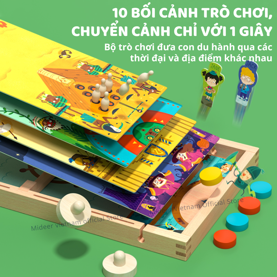 Cờ búng xuyên lỗ đối kháng bằng gỗ cao cấp Mideer 10 in 1 Carrom Board Game , đồ chơi trí tuệ cho bé