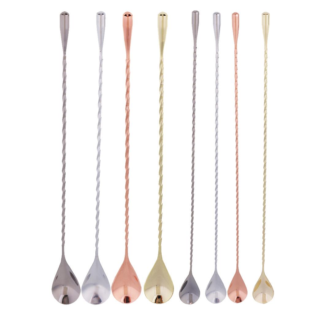 Stainless Steel Mixing Spoon Spiral Pattern Bar Cocktail Shaker Spoon Kitchen Utensils Bar Tools