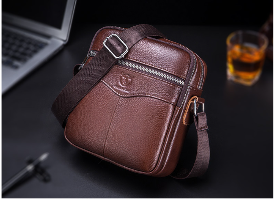 Túi đeo chéo nam 100 da bò thật cao cấp phong cách mới – Màu nâu