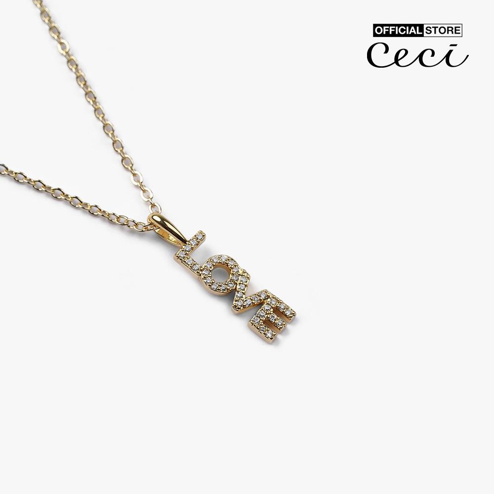 CECI - Dây chuyền nữ sợi mảnh mặt chữ Love đính đá sang trọng CC4-01000200-27
