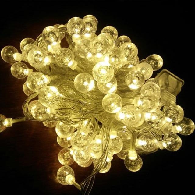 Dây đèn led bi bọt pha lê 5 mét 20 bóng cắm điện dây trắng trang trí sân vườn