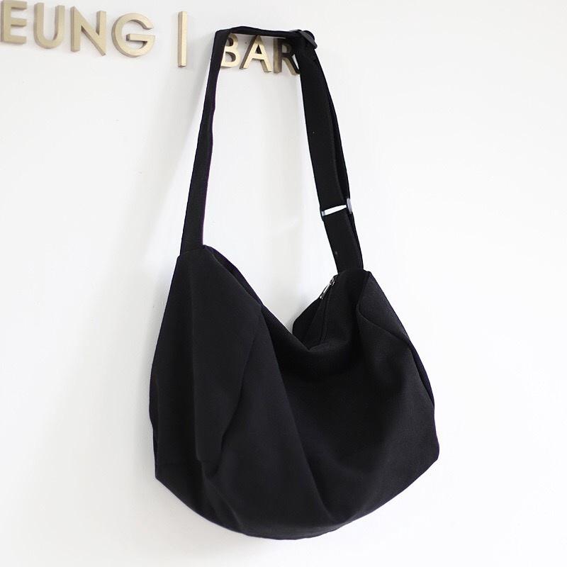 TÚI TOTE ĐEO CHÉO TRỐNG SIU TO CÓ KHÓA KÉO & TÚI CON VẢI CANVAS MỀM PHONG CÁCH ULZZANG ĐỂ ĐƯỢC SÁCH ĐỒ THOẢI MÁI