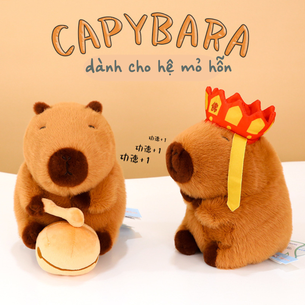 Thú nhồi bông capybara gõ mõ ngộ nghĩnh - Size 35cm - Quà tặng gấu bông chuột lang nước dành cho người cần tịnh tâm