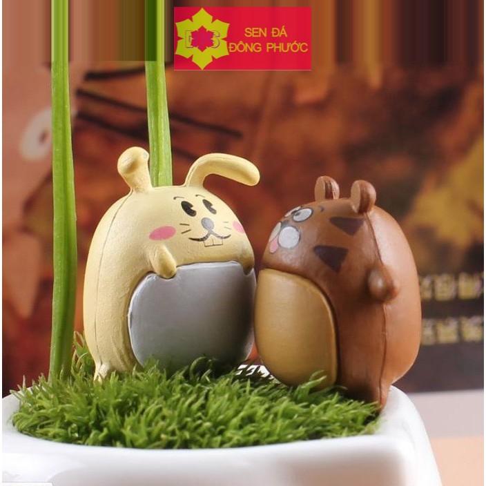 Cặp vợ chồng hổ thỏ STEREO - Phụ kiện tiểu cảnh trồng sen đá, xương rồng, cây phong thuỷ