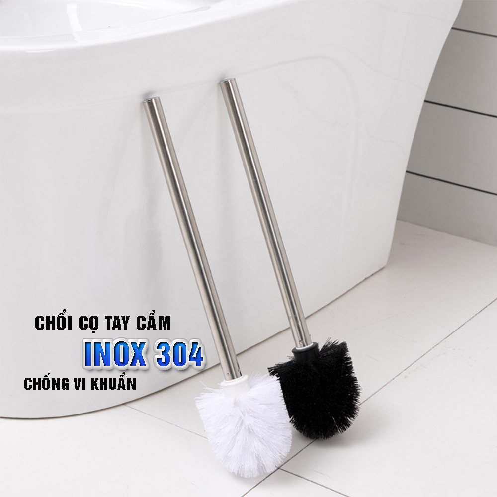 Bộ cốc chổi cọ bồn cầu, toilet nhà vệ sinh, sàn nhà treo tường, có giá đỡ bằng Inox 304 kháng khuẩn, không cần khoan, DAN HOUSE 3.11.11