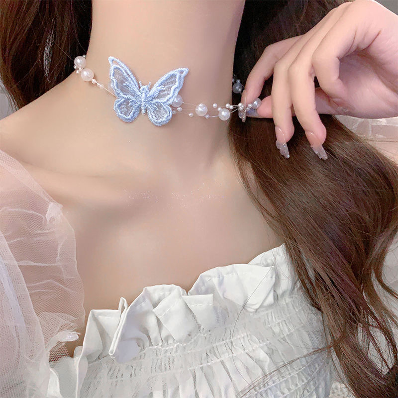 Vòng Cổ Choker Hạt Dây Mix Bướm Cực Xinh