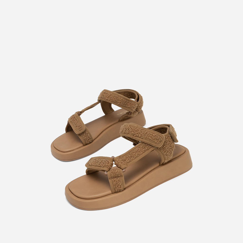 Vascara Sandal Đế Bánh Mì Phối Vải Lông - SDK 0329