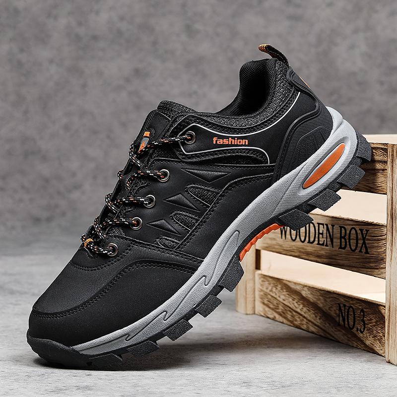 Đàn ông đi bộ đường dài ngoài trời không trượt chống trượt chống leo núi trekking núi chất lượng cao, du lịch du lịch giày núi ren lên Color: Black Orange Shoe Size: 42