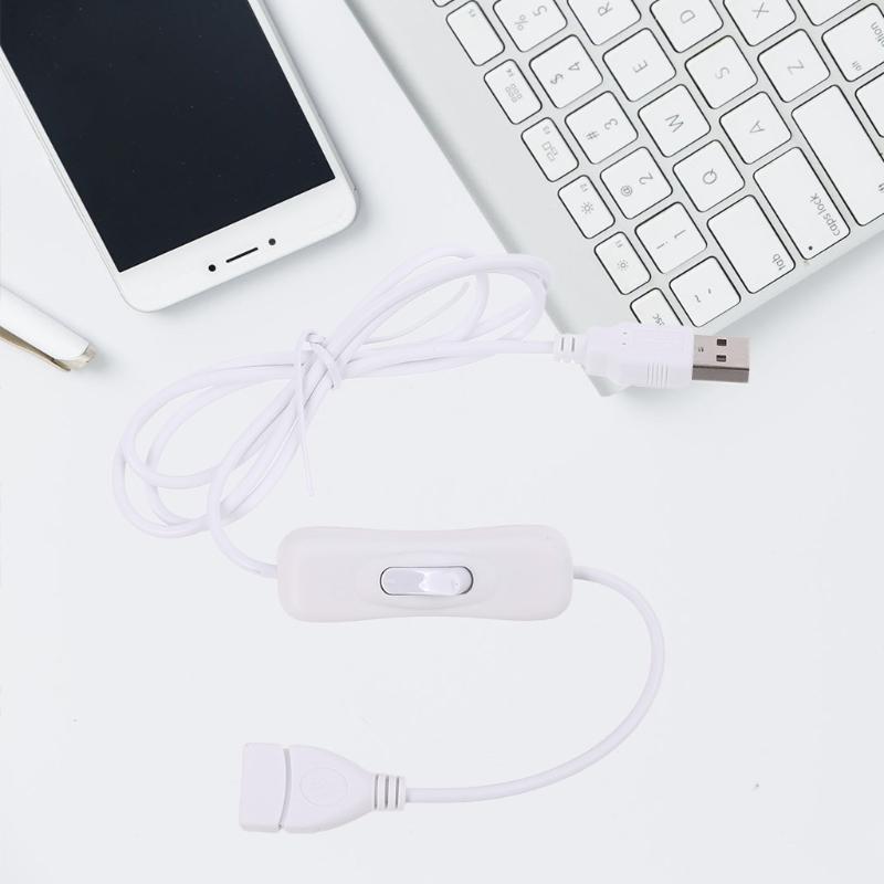 USB 2.0 3.0 Men sang nữ Cáp dữ liệu mở rộng với công tắc bật/tắt cho USB LED Dải quạt Bộ sạc máy tính xách tay Đèn bàn: 200cm 2.0 White