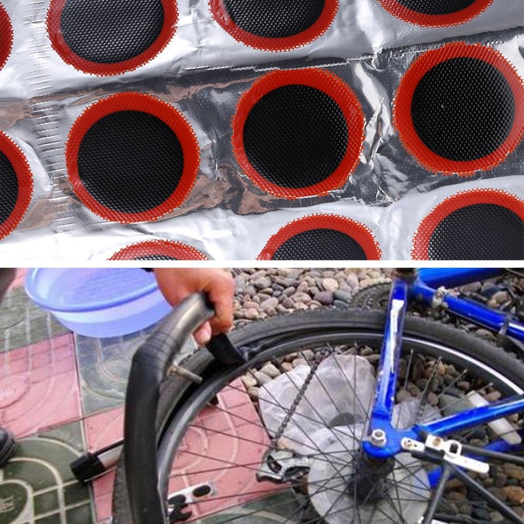 48 cái 25mm Hình vuông / Hình tròn Vá lốp xe đạp Xe đạp Ống lốp sửa chữa các bản vá cao su Bộ công cụ sửa chữa ống bên trong