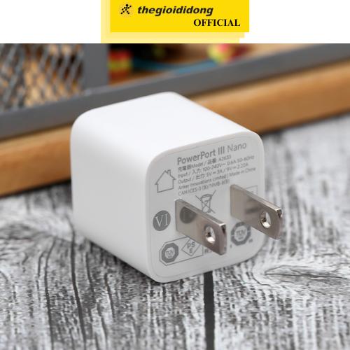 Adapter Sạc Type C PD 20W Anker PowerPort III Nano A2633 Trắng - Hàng Chính Hãng