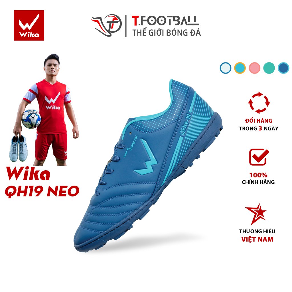 Giày Đá Bóng WIKA QH19 NEO Chính Hãng Da Microfiber Cao Cấp Đinh Dăm TF Bám Sân – Tím Than – 43