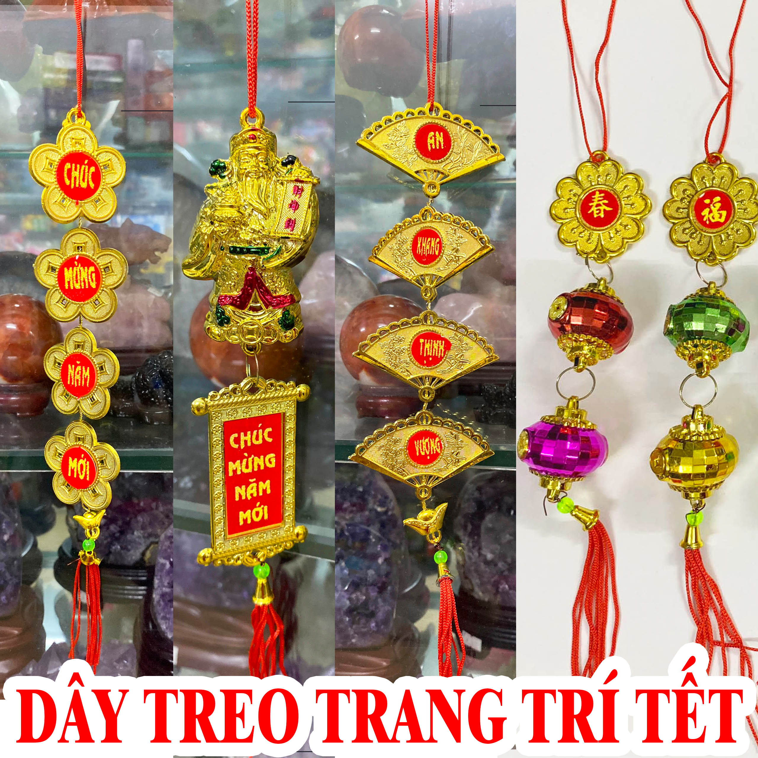 Lẻ 1 Dây Treo Trang Trí Nhà Cửa Ngày Tết Đủ Mẫu; Liễng Khánh Dây Mai Thần Tài Treo Cành Mai Đào Quất Phụ Kiện Tết