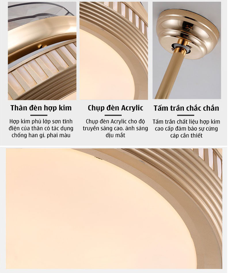 Đèn quạt trần MONSKY COPAS kiểu dáng Bắc Âu hiện đại cánh cụp cánh xòe,quạt đèn cánh xếp, điều khiển từ xa .