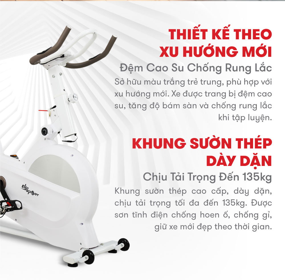 Xe Đạp Tập Thể Dục Tại Nhà ELIP Whitney - Sang Trọng, Đẳng Cấp, Dễ Dàng Điều Chỉnh Chế Độ Tập, Chất Liệu Cao Cấp