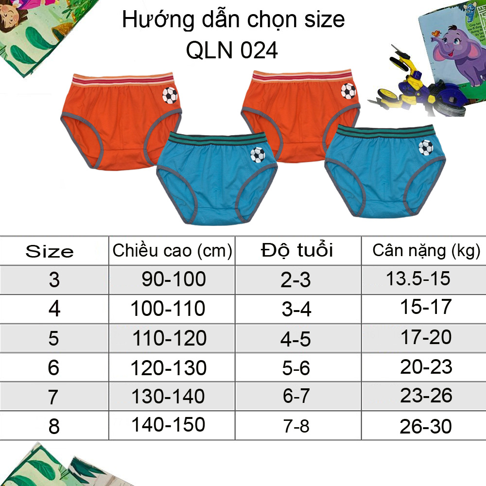 Set 5 quần lót tam giác bé trai ATUNER QLN025, quần chip bé trai từ 2-8 tuổi, vải cotton co giãn, chất liệu kháng khuẩn, an toàn với làn da, họa tiết dễ thương, tươi sáng ( giao màu ngẫu nhiên)- HÀNG CHÍNH HÃNG