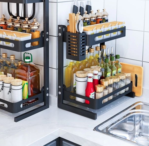 KỆ GIA VỊ 2 TẦNG VỚI THIẾT KẾ BẰNG INOX SƠN TĨNH ĐIỆN SIÊU HIỆN ĐẠI PHÙ HỢP CHO CĂN BẾP CỦA BẠN-JL
