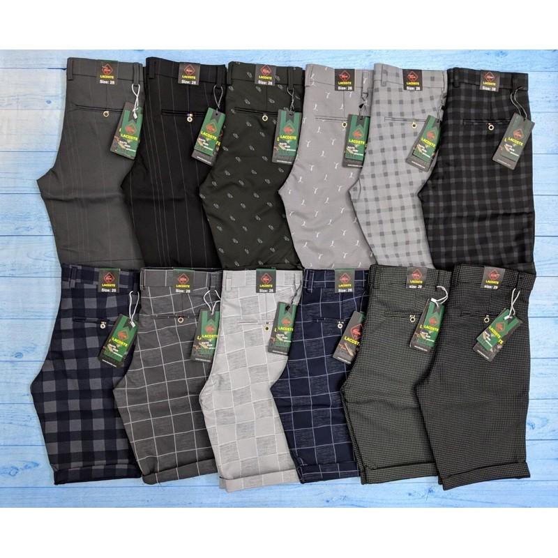 Quần short tây karo vải giản cao câp