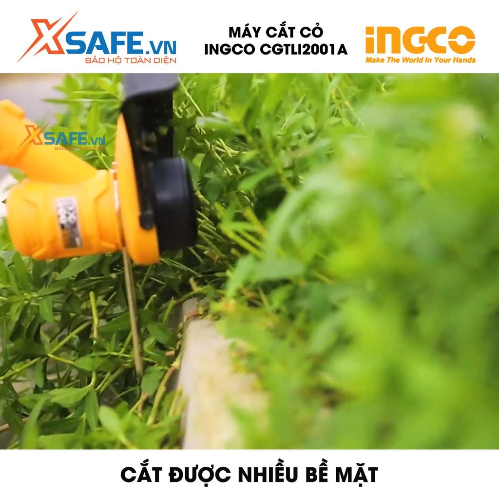 Máy cắt cỏ INGCO CGTLI2001 Tặng kèm Pin Lithium 20V 2ah và Sạc/Tốc độ không tải 8500/min, chiều dài lưỡi cắt 300mm