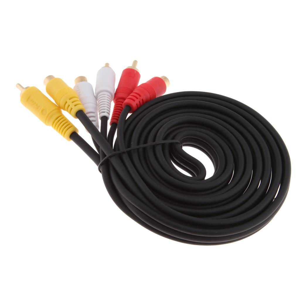 1.8m 3 RCA to 3 RCA Male to Female Audio Video Extension Cable Cord for TV