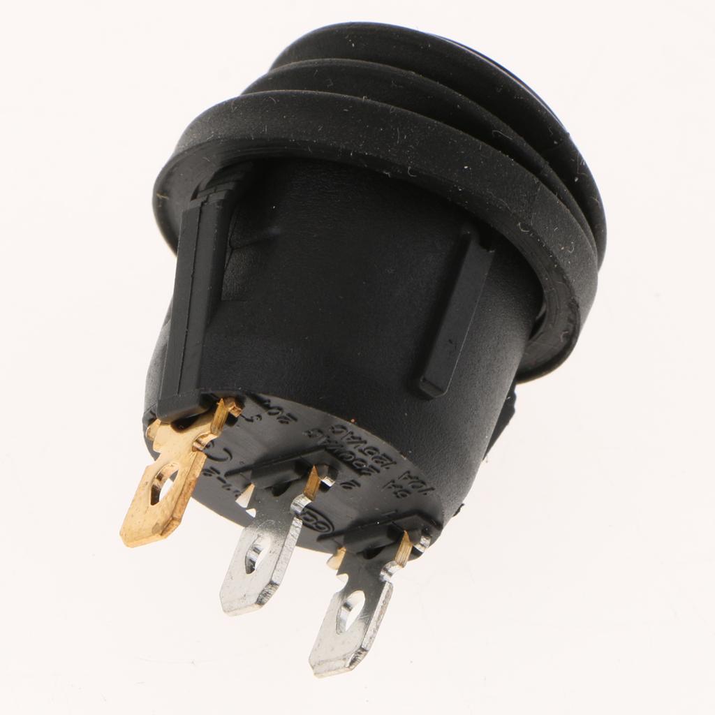 3 pieces 12V 200V Car Truck Round Rocker Toggle LED Switch Blue Light On-off Control