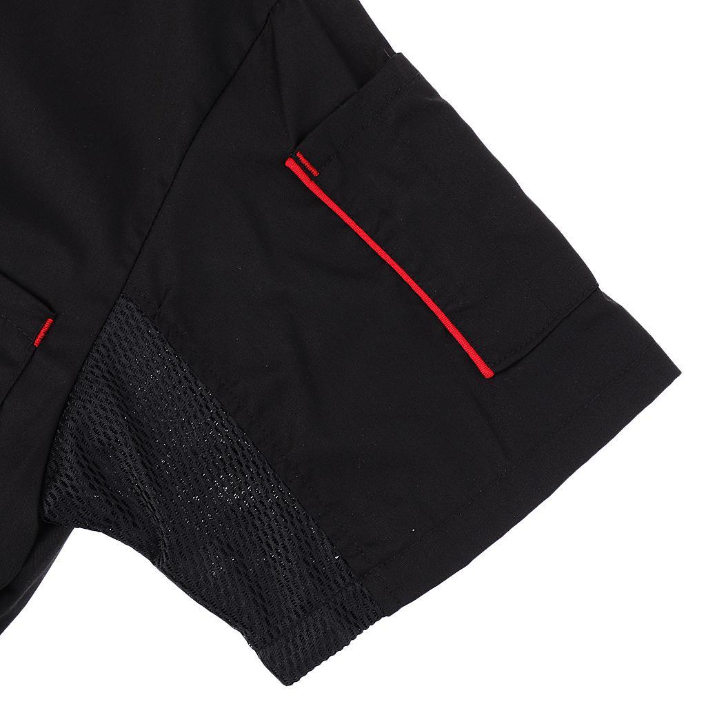 Fashion Beret Chef Hat Chef Coat Jacket Net Short Sleeve with Pen Pockets Chef Wear Professional Kitchen Uniforms M