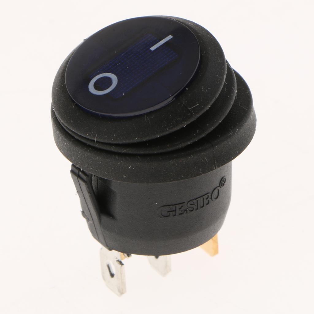 3 pieces 12V 200V Car Truck Round Rocker Toggle LED Switch Blue Light On-off Control