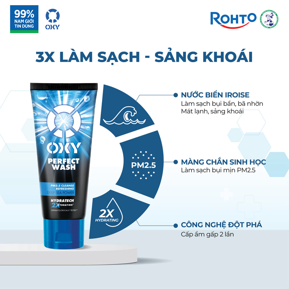 Sữa rửa mặt cho nam Oxy sạch sâu mát lạnh dạng kem Oxy Perfect Wash 100g