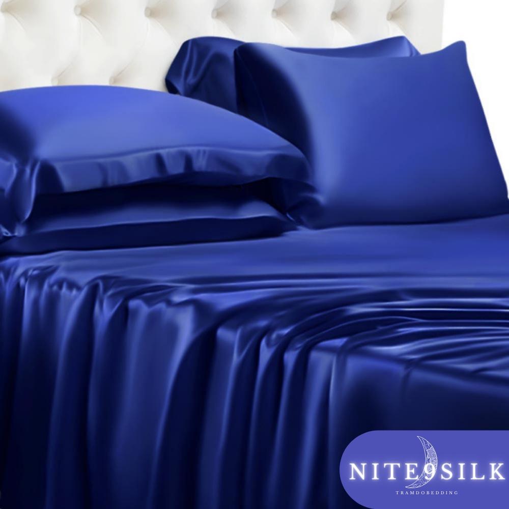 Bộ Chăn Ga Gối Lụa Bảo Vệ Mái Tóc - Chăn Ga Giường Lụa - Màu Xanh Dương - Nite9 Silk