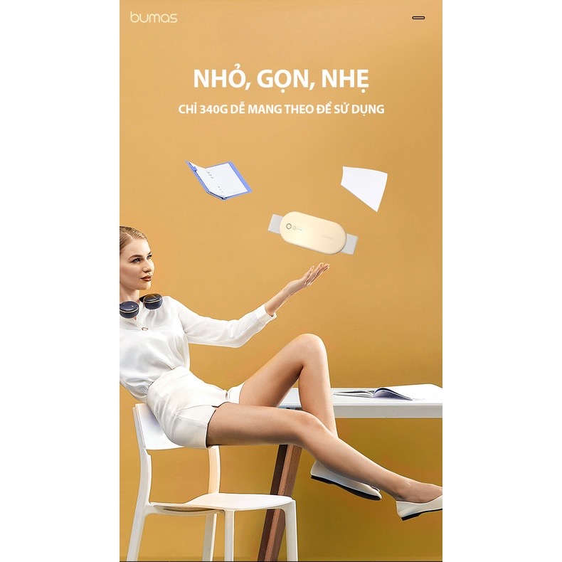 ￼Đai Chườm Nóng Giảm Đau Bụng Kinh 3 Chế Độ SOLOVE R9 Sưởi Ấm Bằng Pin Nhỏ Gọn Tiện Lợi