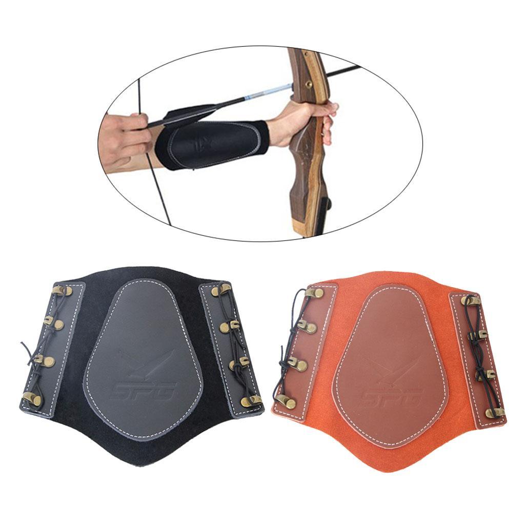 Adjustable Cow Leather Archery 4-Strap Armguard Arm Protection Guard