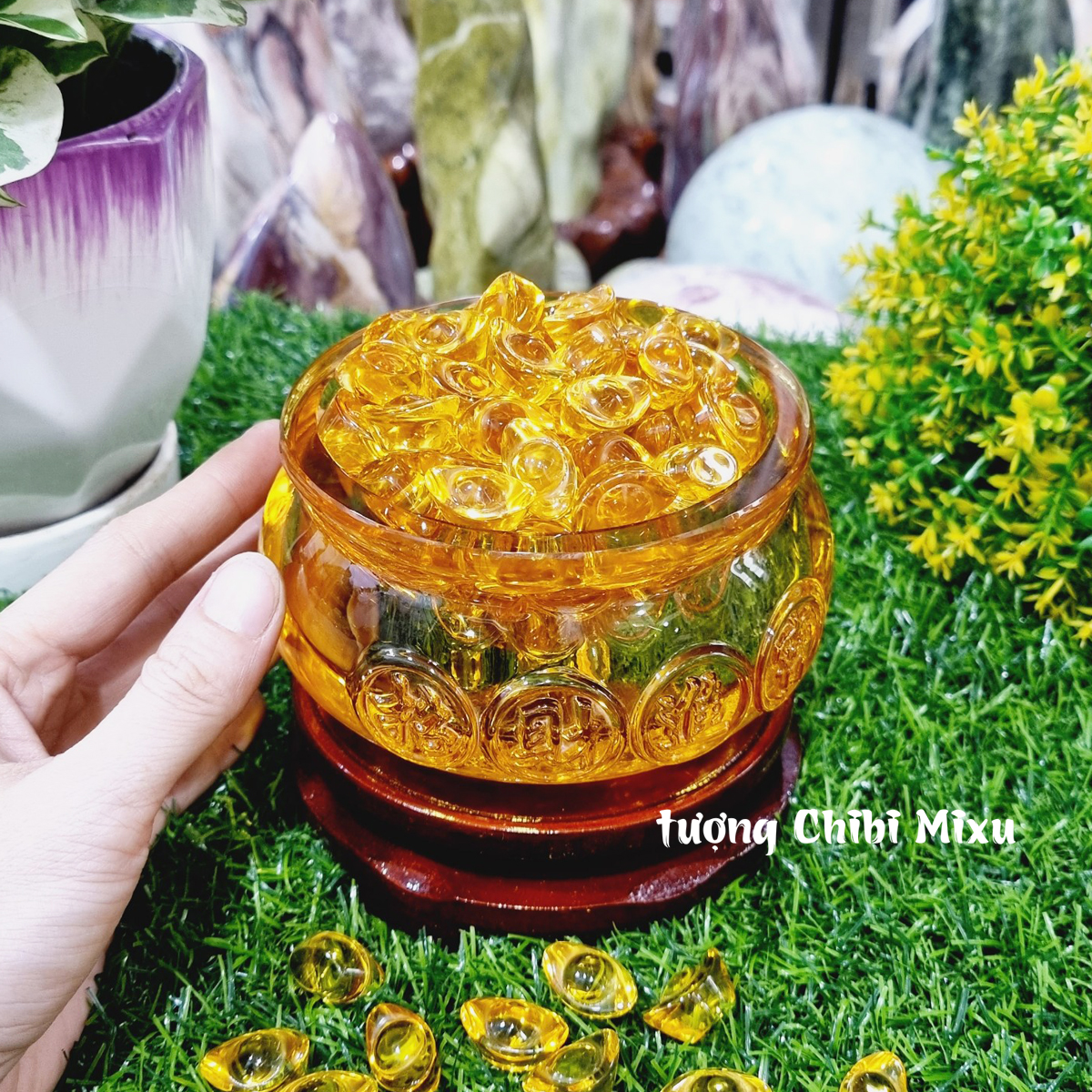 Combo Bát Tụ Bảo 12cm kèm 139 thỏi vàng 2cm Thần Tài may mắn