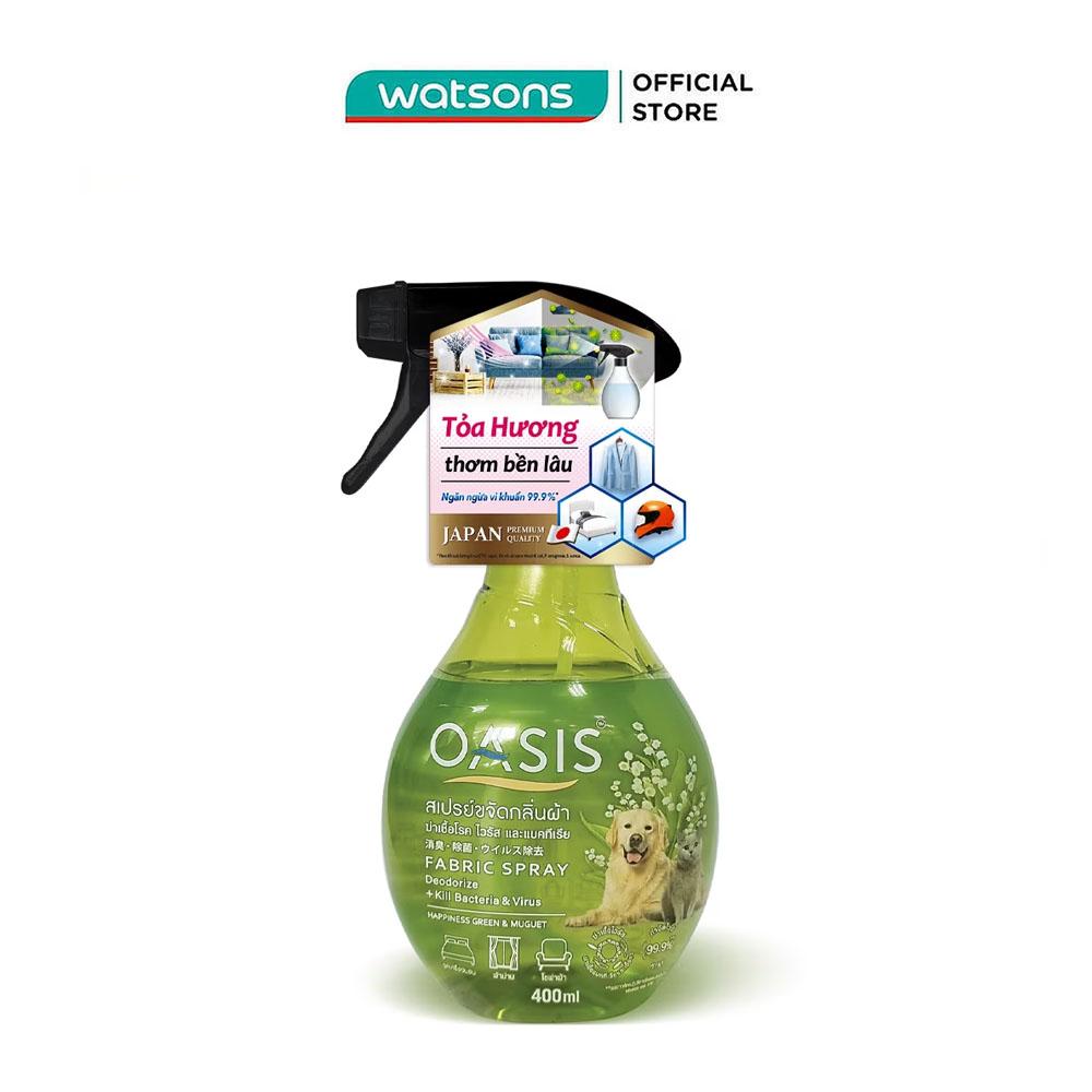 Xịt Khử Mùi Oasis Ngăn Ngừa Vi Khuẩn Trên Vải &amp; Mùi Hôi Thú Cưng Happiness Green &amp; Muguet 400ml