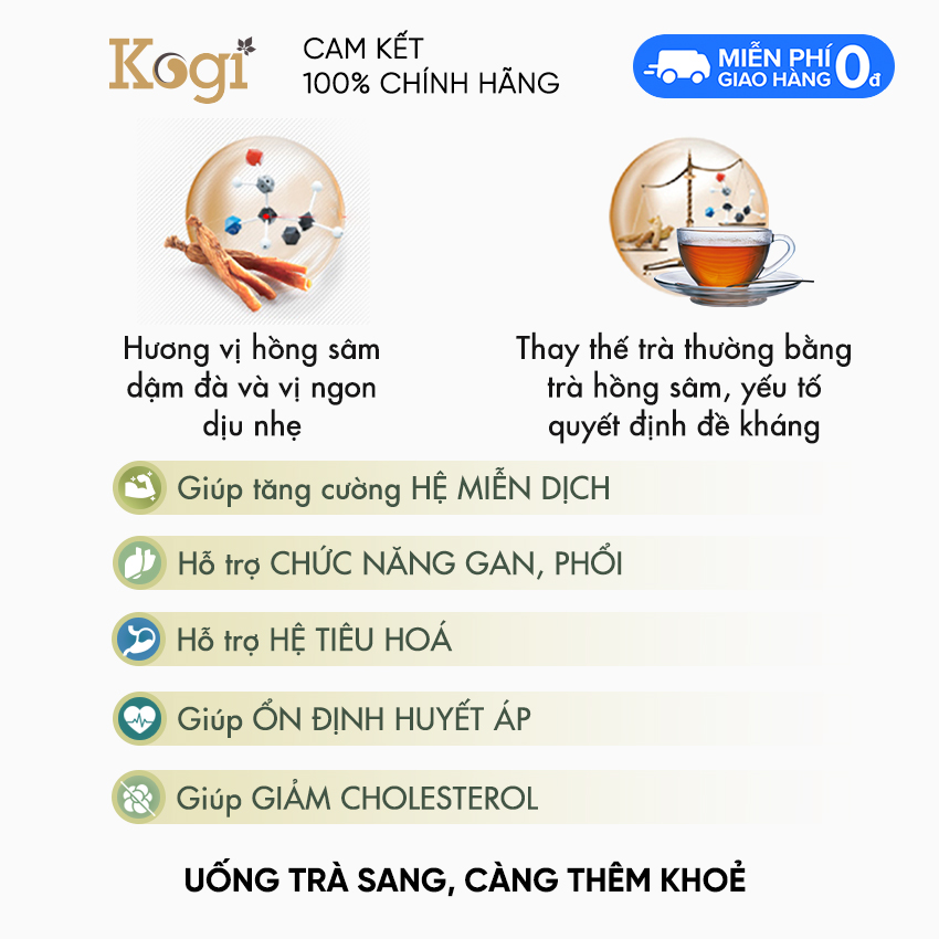 Trà hồng sâm Hàn Quốc Okinsam Hộp gỗ 100 gói - Dạng bột giúp giải nhiệt, giảm mệt mỏi, tỉnh táo tinh thần