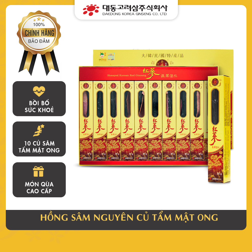 Hồng sâm nguyên củ tẩm mật ong Daedong Hàn Quốc 300g